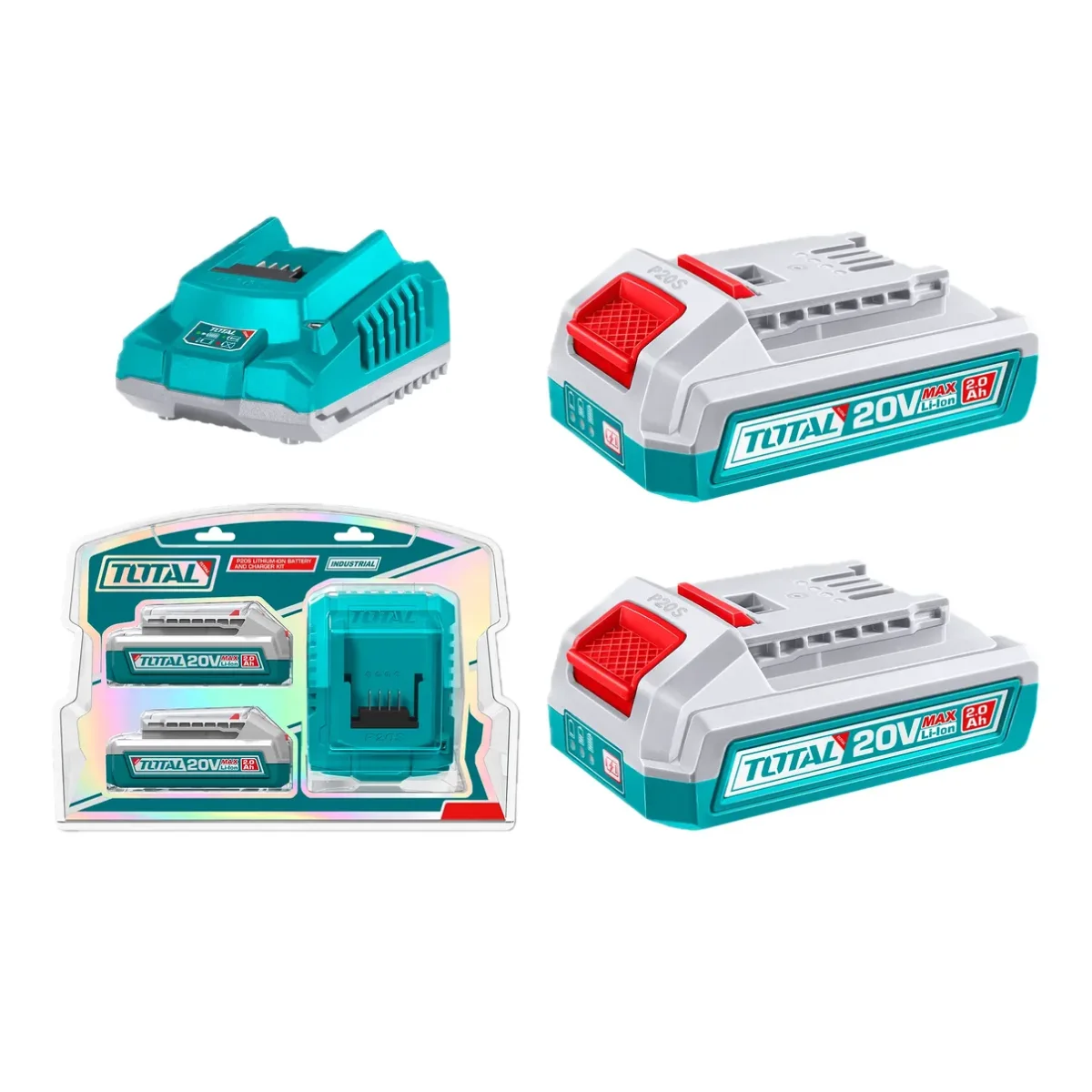 Kit 2 Baterías y Cargador Total 20V 2.0Ah